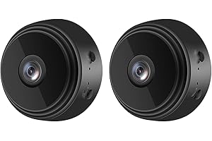PELINUAR Secretscope Mini caméra de sécurité magnétique, Wi-Fi, caméra extérieure sans fil, avec fonction de vision nocturne pour la maison et le bureau, (noir, 2 pièces)