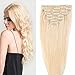 S-noilite 16" 18" 20" 22" 8PCS Clip In Human Hair Extensions 100% Remy Real Human Hair Straight Full Head Set for Women Beauty (16"-65g, #613 Bleach Blonde)