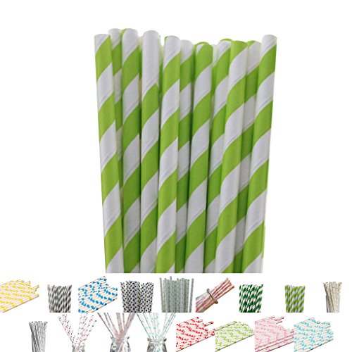 LUFA 25pcs / pack Einmalige Streifen Papier Strohe Einweg Mehrfarbenstrohe für Partei - 8