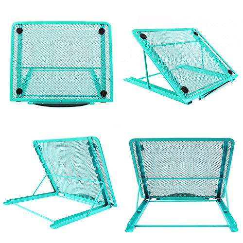 Faltbarer Laptop Tablet Ständer, InGoo Laptopständer Mesh Belüftet Kühler Halter Verstellbarer Computer Halterung Stütze Ständer für Laptop, Notebook, iPad Mini, iPhone, Tablets(Blau) - 3