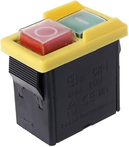 Produktbild von 230V Ein/Aus Sicherheitsschalter – Not-Aus-Schalter IP54, Mit Klappdeckel, Nullspannungsschutz
