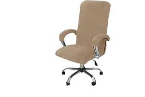 LIFEDX Funda de Sillas de Oficina Elástica con Reposabrazos,Felpa de Terciopelo,Modernas Cubiertas de la Silla de la Computadora Antipolvo de Oficina Silla Removible,No Incluye Sillas -Khaki||XL