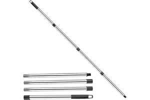 HASLED Teleskopstange 4-teilig - Edelstahl Teleskopstiel mit Griff (40-144 cm) für Fensterreinigung, Auto-Waschköpfe & Haushalt