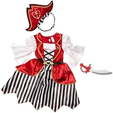 Caribbean Pirate Girl fancy dress 5-6yrs Book Week Buccaneer Costume with Pirate Hat and Soft Foam Sword. Made for the TU Collection