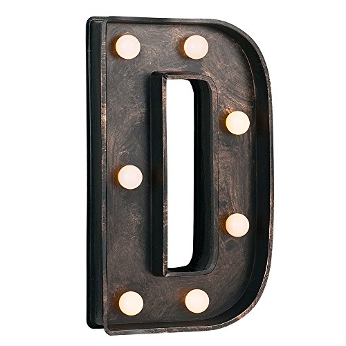 MiniSun – Decorativa letra luminosa ‘D’ con 8 luces LED blancas 