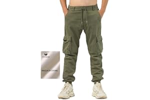 TONY BACKER Pantaloni Cargo Uomo in Maglia di Cotone Multitasche Laterali Casual e Chiusura Coulisse e i Lacci nella Vita 7905