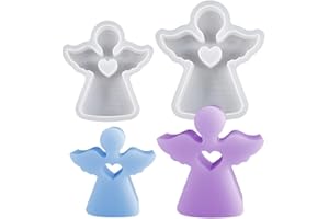 Junhui 2 Stück Kerzenform Silikon, 3D Engel Kerzengießformen Epoxy-Formen, DIY Engel Silikonform Kerzen-Gießen Formen für Duftkerze, Handgefertigte Seife, Handwerk