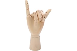 NIIYEN Doigts articulés Main en bois Modèle de main Main en bois Rotation de la main en bois Modèle de main professionnelle Diverses formes Main de mannequin en bois(Main droite 24cm)