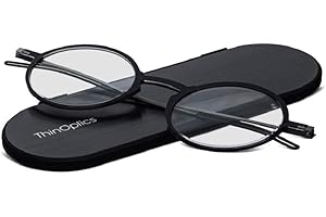 ThinOptics Manhattan Lesebrille, rund, Unisex Herren und Damen – ultradünn, kompakt und leicht – inkl. magnetischem Milano-Etui