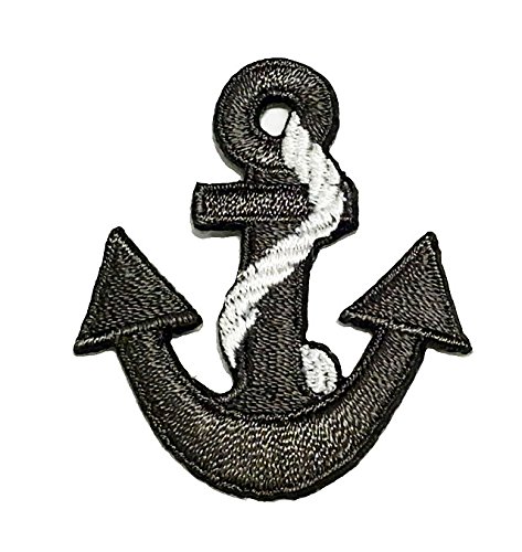 2 Aufnäher Bügelbild Aufbügler Iron on Patches Applikation Anker Nautik 3,5 x 4cm Farbe: Grau-Weiss VOR233-1