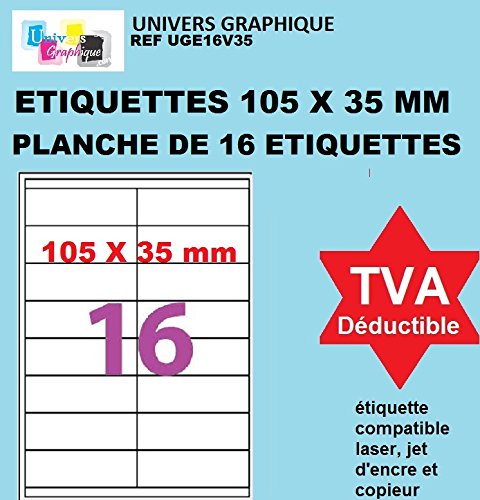 1600 unidades  adhesivas  105 x 35 mm  100 unidades  A4  16 hojas  con etiquetas de direcci  n para etiquetas 105 x 35 mm  uso dom  stico  etiqueta mailing etiqueta  Direcci  n de instrucciones  incluye etiqueta WORD-hojas con etiquetas para impresora de inyecci  n de tinta y Ref l  ser universo gr  fico uge16 V 35-100