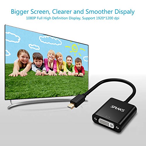 Mini DisplayPort auf DVI, Splaks1080P Vergoldete Mini DisplayPort DP(Thunderbolt Port Kompatible) auf DVI Adapter Konverter Kable Stecker Cabel für Apple Macbook Pro Air Thunderbolt TM Port kompatible-Schwarz - 6