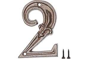 Zayookey Numero Civico in Ghisa 12 cm Numero di Indirizzo Rustico Numeri delle Cassette Postali Esterno Metal House Numbers con 2 Viti (Numero 2)