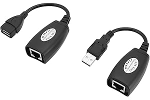 OTOTEC 1 zestaw adapterów USB Ethernet, rozdzielacz RJ45 Ethernet na USB adapter przedłużający do Cat5/5e/6/6e, do 50 m, nadaje się do komputerów, telefonów komórkowych, dysków U, drukarek, aparatów