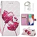 Produktbild für iPhone X Hülle, Retro 3D Muster PU Leder Hülle Wallet Case Folio Schutzhülle in mit Standfunktion Karteneinschub und Etui Flip Case Schutzhüllen +Schlüsselanhänger (P) (6)