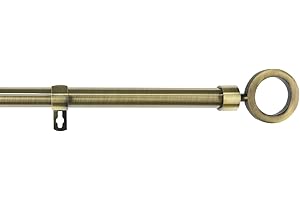 MERCURY TEXTIL-Barra Sencilla Forja Universal Extensible,Barra de Cortinas Decorativa Extensible de Acero (Dorado, 120-210cm Aros Acero)