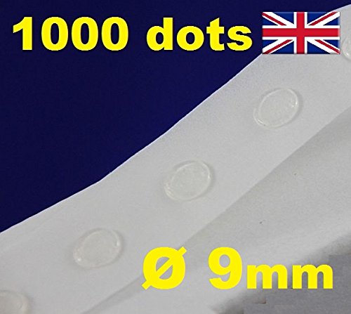 Glue Dots, 1000 gocce di colla a tenuta forte, rimovibili e trasparenti, 9 mm, per artigianato e creazione di biglietti
