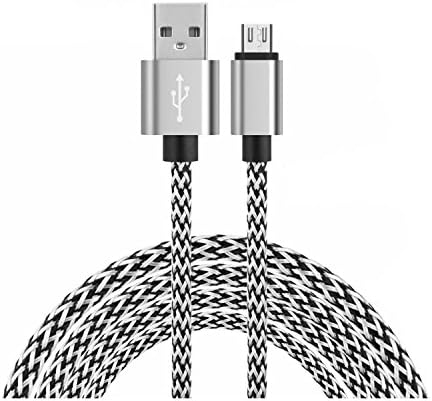 Micro USB Cable [10ft],Syliver High Speed 2.0 A Male to Micro B Sync &amp; Charging Nylon Braided Cable,with 56k Ohm Pull-up Resistor,for Smartphone&amp;Tablets [Silver]