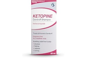 ASREV HEALTHCARE Ketopine Ketoconazole 2% Medicated Shampoo, Clinically Proven Anti-Dandruff Treatment for Dry, Flaky, Itchy Scalp, Seborrheic Dermatitis & Psoriasis, 60ml