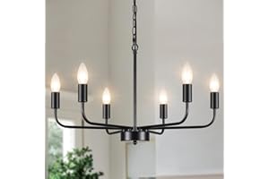 MRHYSWD Kronleuchter Schwarz, 6 Flammig Vintage Pendelleuchte Antik Hängelampe Landhausstil, Industrial Deckenleuchte mit E14 Fassung für Wohnzimmer, Schlafzimmer, Küche, Flur, 29 cm x 16 cm x 10 cm