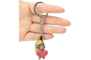 JHIALG Divertido y lindo llavero de gato plátano, sonidos de llanto, llavero para mochilas, bolsos para niños y adultos