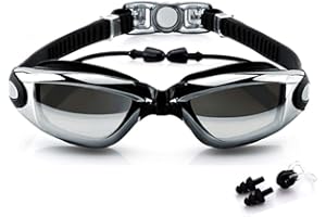 Occhialini da nuoto, Beeway® Premium confortevole Swim Googles attaccato tappi per le orecchie, anti nebbia protezione UV lenti completamente regolabile per adulti da uomo e da donna e bambini 8 +