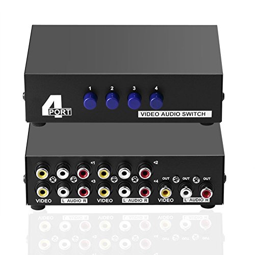 SIENOC 4 Port Entrée 1 Sortie Vidéo Audio AV RCA Switch Switcher Sélecteur Box