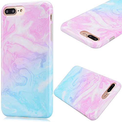iPhone 7 plus Funda iPhone 7 plus Carcasa Silicona Anfire Suave Flexible TPU Gel Fundas Cubierta Para iPhone 7 plus  5 5 pulgadas  Ultra Delgado Protecci  n C  scara Goma Duradero Case Cover Anti Choque Ultra Ligero Resistente Funda Tapa M  rmol Dise  o Rosa Azul