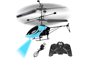 LGQHCE Remote Control Helicopter Kids, RC Helicopters with LED, Helicopters for Boys, One Key Take Off Landing, Aircraft Flying Toy, Stable Flight for Kids Adults Beginners, Blue