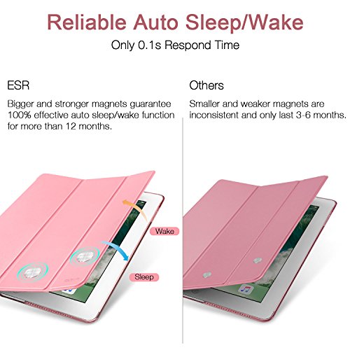 iPad Air Hülle, ESR® Yippee Series Auto aufwachen / Schlaf Funktion Wickelfalz Ledertasche mit Lichtdurchlässig Rückseite Abdeckung Leichtgewicht Schutzhülle für iPad Air / iPad 5 (Süß Rosa) - 3
