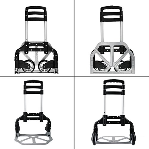 cusfull 75 kg Kapazität Sackkarre, zusammenklappbar Aluminium Warenkorb Gepäck Trolley Hand Truck für Indoor, Outdoor, Reisen, Shopping, Büro - 3