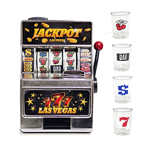 Balvi Juego de Mesa Las Vegas máquina tragaperras y 4 chupitos Plástico/Cristal 17,5cm