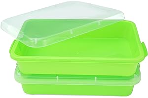 ATMINI Lot de 2 Plateaux de Jeu Sensoriels Portables de 15 Pouces avec Couvercle pour Enfants - Bac à Sable avec Espace pour Eau,Sable,Perles(Vert,Bleu)