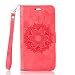 Produktbild Lonchee Huawei Honor 8 Wallet Tasche Brieftasche Schutzhülle ,Mandala Blumenmuster geprägt Muster Design Hochwertige PU Leder Folio Tasche Case Hülle im Bookstyle mit Standfunktion Kredit Kartenfächer (rot)