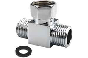 HATOOLHA Water Diverter Fitting Adapter, Add-A-Tee G1/2" Hose Connector Adapter for Angle Valve Adapter, Shower arms, Toilet Bidet Sprayer, Hose Pipe Fittings (3 Way T2)