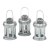 3er Set Mini-Laternen, mit Echtglasscheiben und Bügel zum Aufhängen