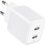 USB C Charger 40W 2 Port Fast Charger USB C with 2M USB C Cable, [20W + 20W] USB C Mains Plug, Compatible with iPhone 14/13/1