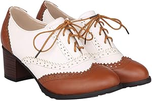 Holibanna Femme Talons Blocs Oxfords Vintage en Cuir PU Chaussures Richelieu Femme Chaussures à Talons Épais pour Femme