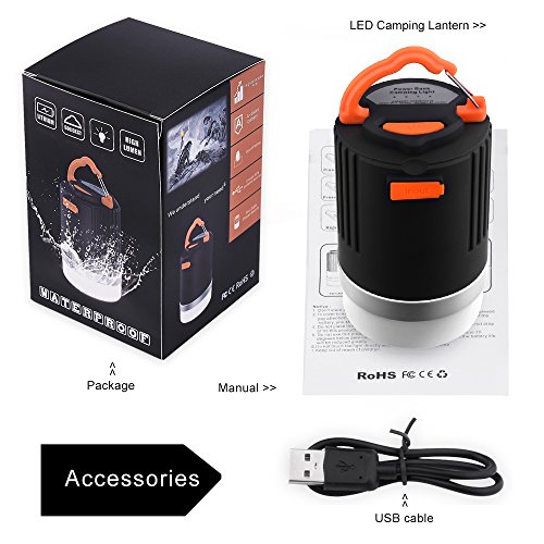 Camping Laterne, Sunvito 2-in-1 LEDs Camping Lampe und 10400mAh Power Bank, IP65 wasserdicht wiederaufladbar, Laterne Ideal für Notfall,Camping Wandern Angeln (USB-Anschluss) - 6