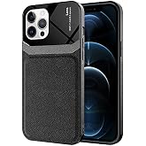Aksesuarcim Apple iPhone 12 Pro Max ile Uyumlu Silikon Kılıf Deri G&ouml;r&uuml;n&uuml;m İnce Tarz Kapak Emiks Siyah