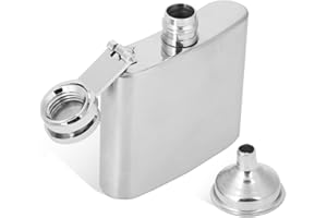 HERCHR Portatile Fiaschetta Tascabile per liquori, Fiaschetta da 2 oz in Acciaio Inox 304 con Imbuto per Liquori e Alcolici Vari, per Escursione, Trekking, Viaggio