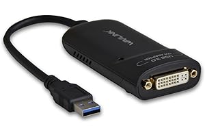 WAVLINK Adaptador USB 3.0 a DVI, tarjeta gráfica externa/adaptador de pantalla gráfica con conector de audio soporta una resolución de 2048 × 1152 para múltiples monitores en Windows y Mac