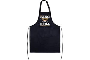 BETESSIN King of The Grill Apron - Funny BBQ Grilling Cooking Apron with Pockets for Men, Dad, Husband, Grandpa