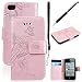 Produktbild GrandEver iPhone 4/4S Ledertasche Hülle Schutzhülle Handschlaufe Tasche Lederhülle Scratch Schale Umschlag Stil Wallet Flip Case Cover mit Weiche Silikon Backcover Leder Innere Standfunktion Kreditkarte Slots Magnetverschluss Leder fürhülle iPhone 4/4S Etui - Rosegold
