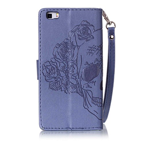 Cadorabo Custodia Libro Per Huawei P8 Lite 2015 – Grigio Fiore Con Chiusura Magnetica, Porta Carte E Stand