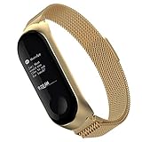 Simpeak für Xiaomi Mi Band 3 Armband, Uhrenarmband Milanese Edelstahl Magnet Armbänder für Xiaomi Mi Band 3 Band (5,5'-6,7'), Gold