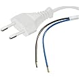 PremiumCord kpsfd3w Power Cable Euro Plug to Open Cable End 3 m, Power Cable, 2 Cable Ends Exposed, Colour: White