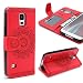 Produktbild Urcover® Samsung Galaxy S5 Handy Schutz-Hülle | Lotus Pattern Wallet Rot | Kartenfach & Standfunktion | Flip Case | Trendy Tasche | Cover Schale | Smartphone Zubehör