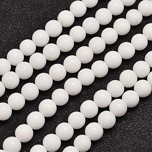 White Mashan Jade Beads Plain Round 8mm Dyed Strand of 45+