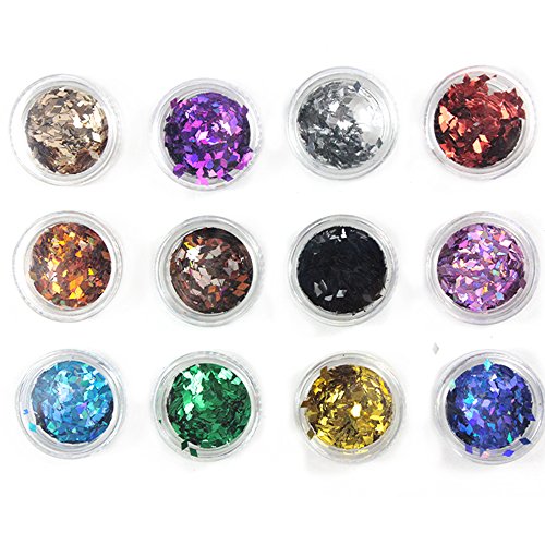 Eleacc Nail Art Decoration Glitter Paillette Dust Powder (12 PCS- Big Diamond)